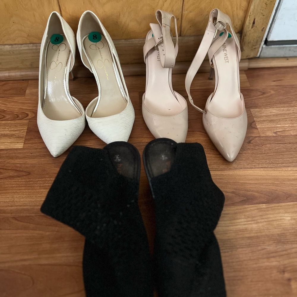 Jessica Simpson White and Black Heels